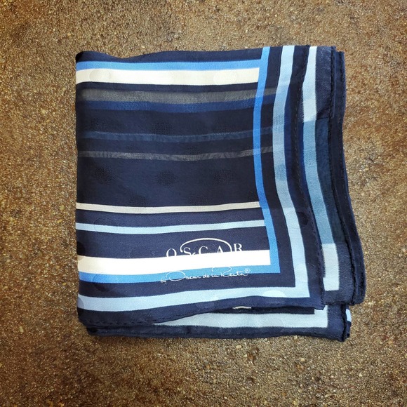 Oscar de la Renta Other - Oscar de la Renta Blue Striped Pocket Square